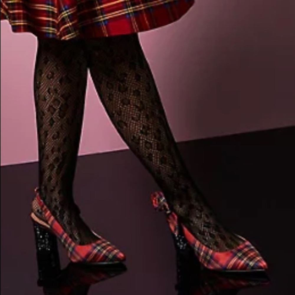 Torrid Betsey Johnson Red Plaid Slingback Cylinder Heel Size 10.5W